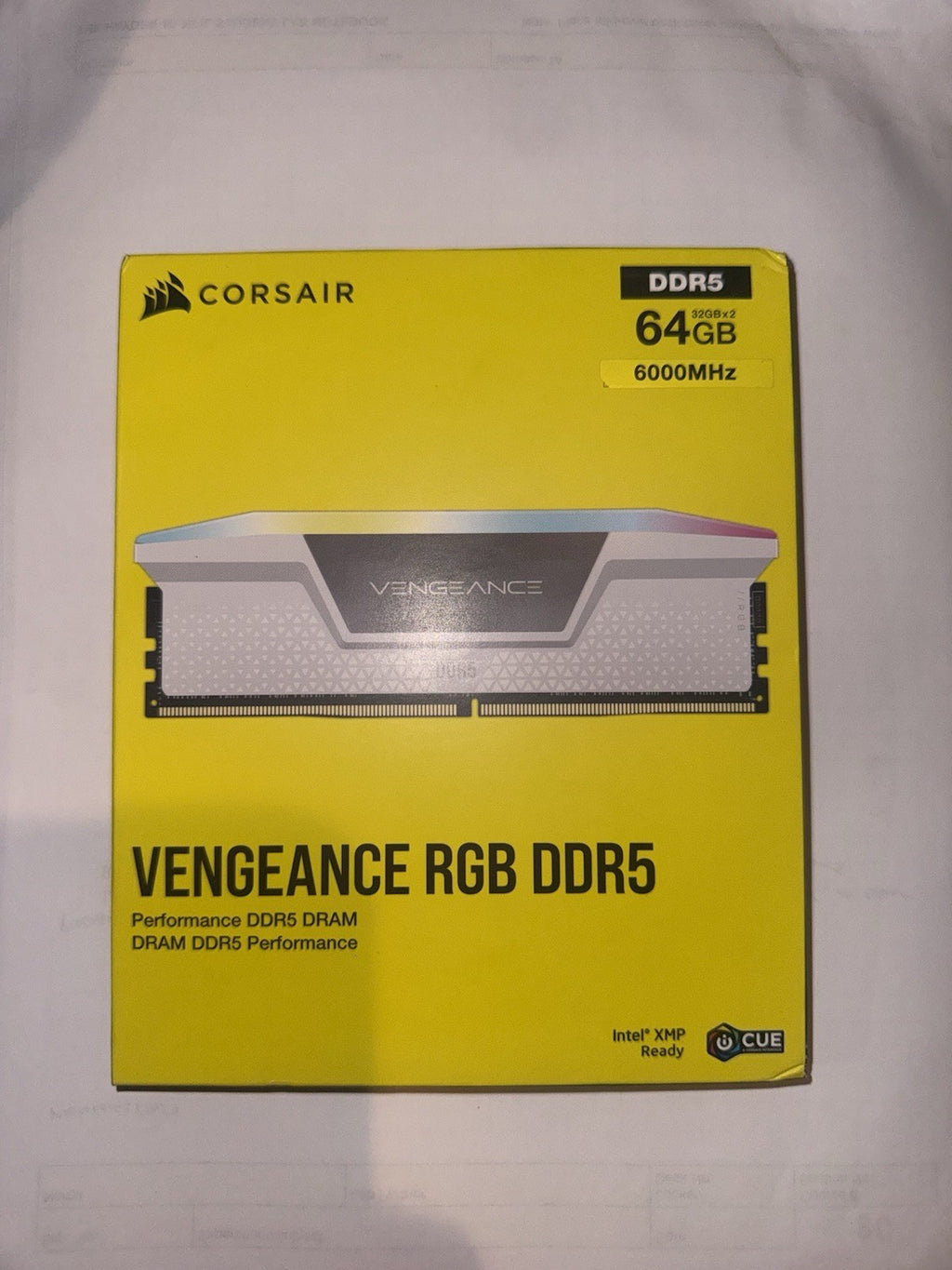 CORSAIR Vengeance RGB DDR5 RAM 64GB (2x32GB) 6000MHz CL30 Computer Memory - White (CMH64GX5M2B6000C30W)